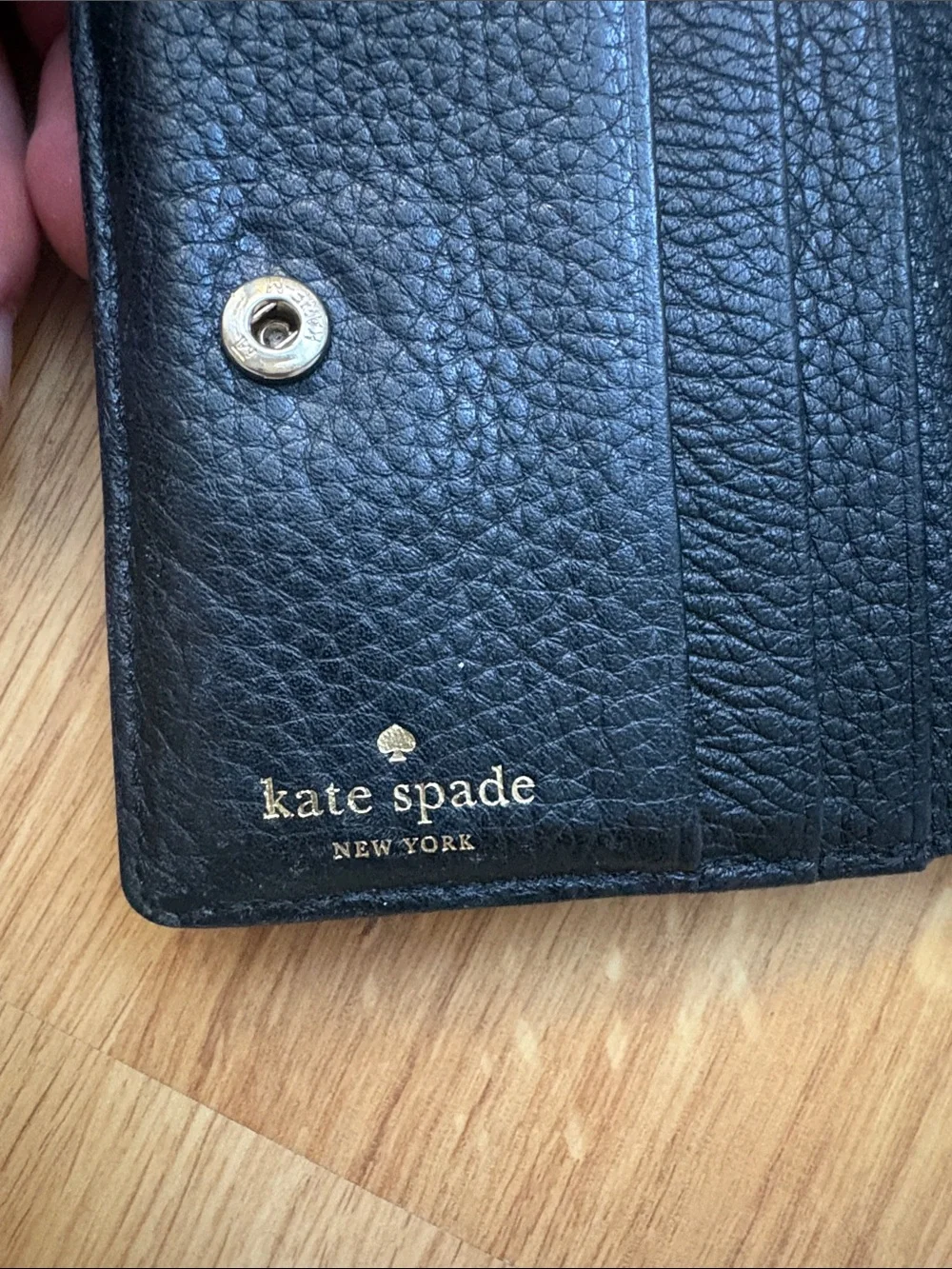 Kate spade small zip wallet black leather coin